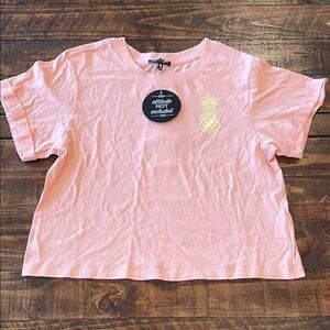 Pink Short-Sleeve Tee with Pineapple Accent